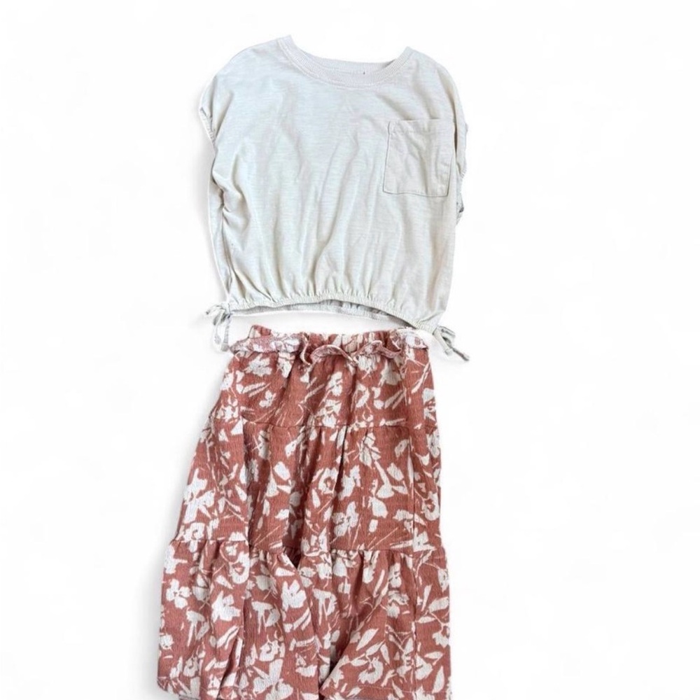 Jessica Simpson two piece set with Rust Floral Midi Skirt